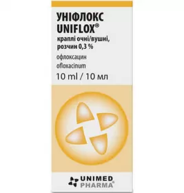 Унифлокс капли глазные и ушные 0,3% по 10 мл во флаконе