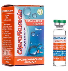 Ципрофлоксацин краплі очні/вушні розчин 0,3% по 5 мл у флаконі 1 шт.