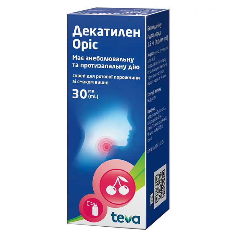 Декатилен Оріс спрей 1,5 мг/мл по 30 мл у флаконі 1 шт.