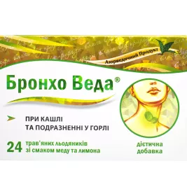 Бронхо Веда леденцы травяные со вкусом мед-лимон №24