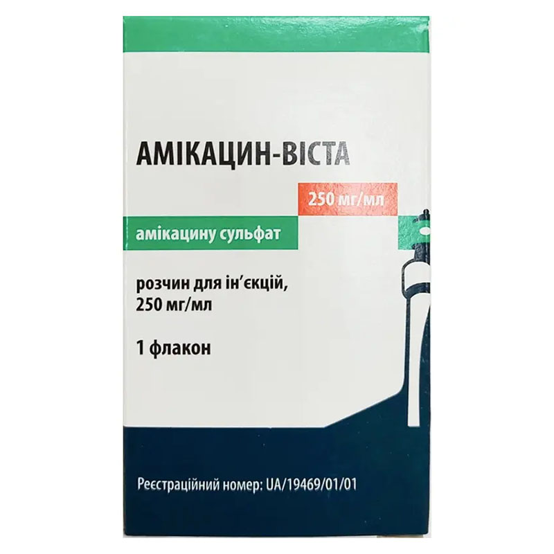 *Амікацин-Віста р-н д/ін. 250 мг/мл фл. 2 мл №1