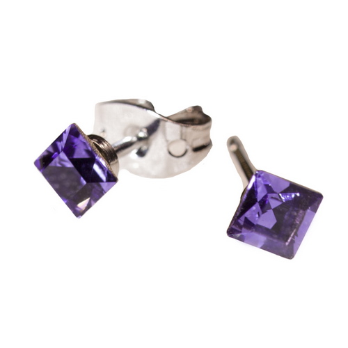 Сережки Dr.Biju Квадрат 4,0мм Танзанит