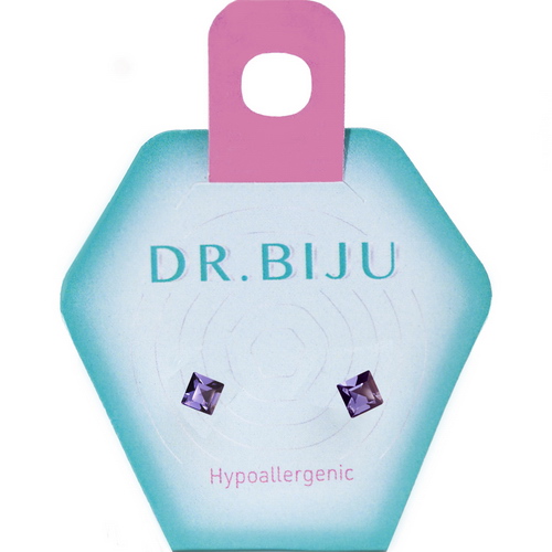 Сережки Dr.Biju Квадрат 4.0 мм Танзаніт