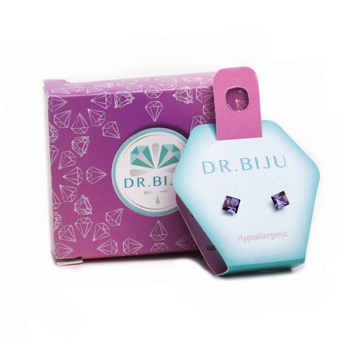 Сережки Dr.Biju Квадрат 4.0 мм Танзаніт