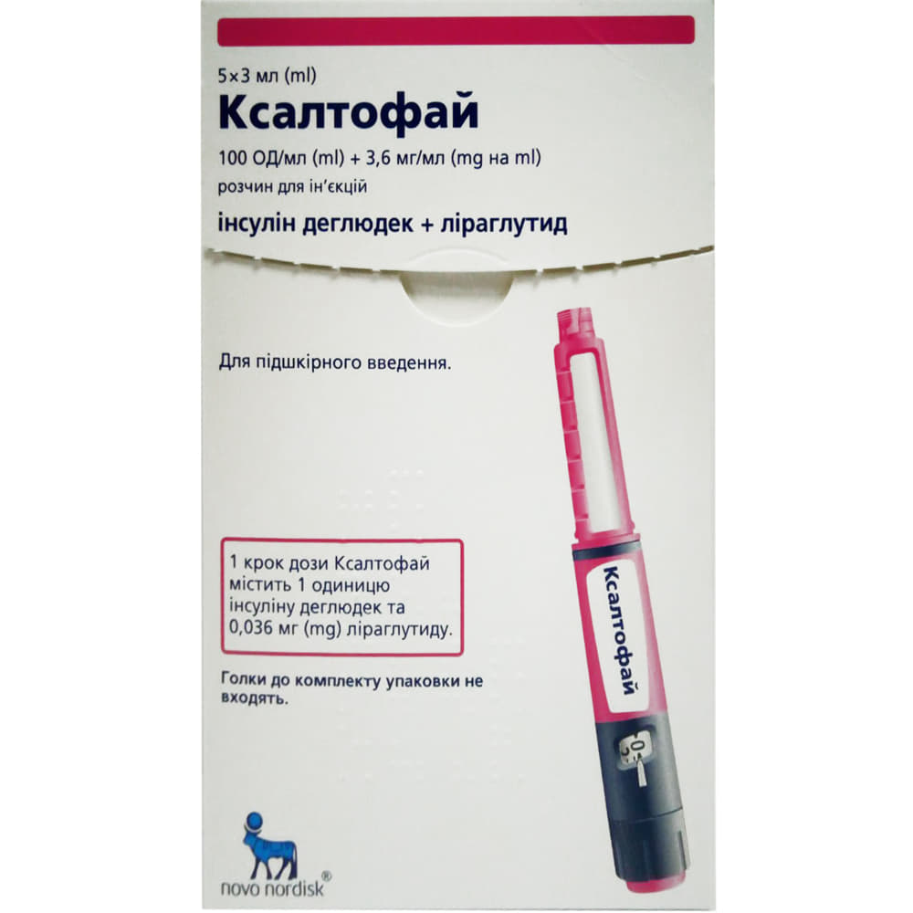Ксалтофай раствор для инъекций 100 ЕД/мл 3,6 мг/мл картридж в шприц-ручке по 3 мл 5 шт. Ксалтофай раствор для инъекций 100 ЕД/мл 3,6 мг/мл картридж в шприц-ручке по 3 мл 5 шт.