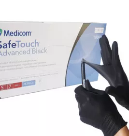 *Рукавички Mediok нестерил. нітрил. без пудри чорні р. S пара