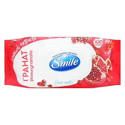 Серветки вологі SmileDaily Гранат з клапаном №100