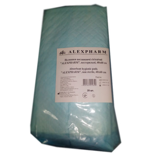 *Пеленки Alexpharm поглощ. нестерил. 40 x 60 см №20 *Пеленки Alexpharm поглощ. нестерил. 40 x 60 см №20