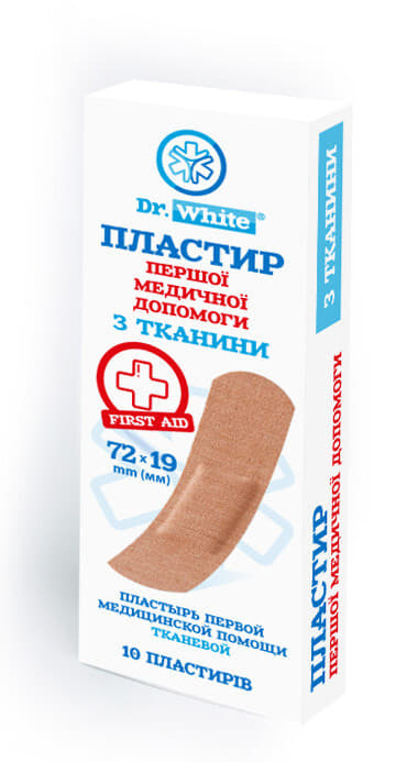 *Пластир Dr.White ткан. 19 х 72 мм №10