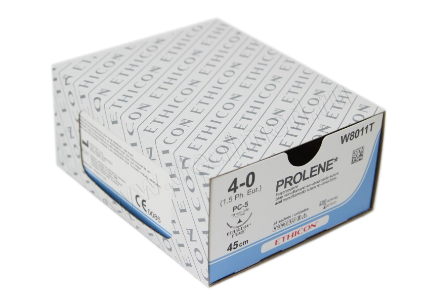 *Пролен 4/0 W8007 ріж. голка 16мм 3/8 45см синій 8634 Н 