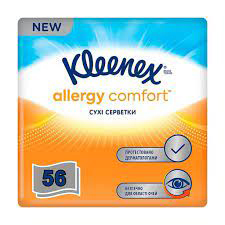 *Серветки Kleenex Allergy Comfort 3-шарові в коробці №56