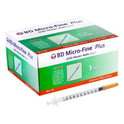 *Шприц 1 мл BD Micro-Fine Plus U40 інсуліновий голка 30G 0,30 х 8 мм №1