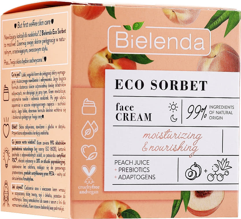 *Крем для лица Bielenda Sorbet Peach Питательный увлажняющий Персик 50мл *Крем для лица Bielenda Sorbet Peach Питательный увлажняющий Персик 50мл
