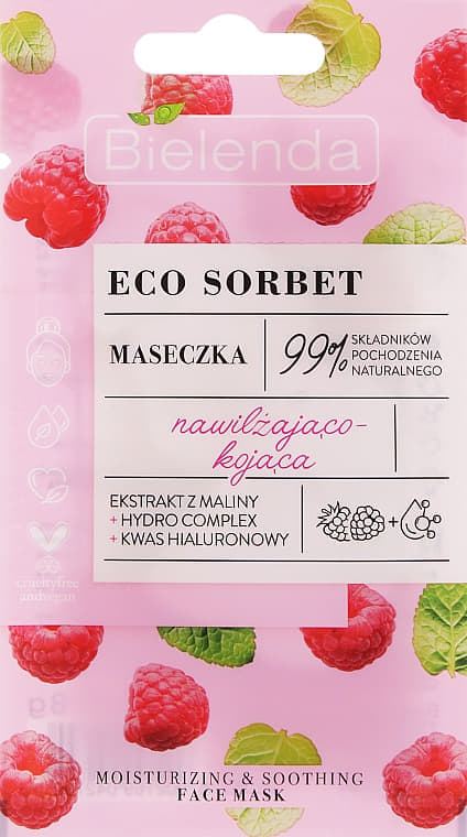 *Маска для лица Bielenda Sorbet Raspberry Успокаивающая Увлажняющая 8г *Маска для лица Bielenda Sorbet Raspberry Успокаивающая Увлажняющая 8г