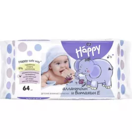 *Серветки вологі Happy Bella Baby для догляду за шкірою немовлят та дітей №64