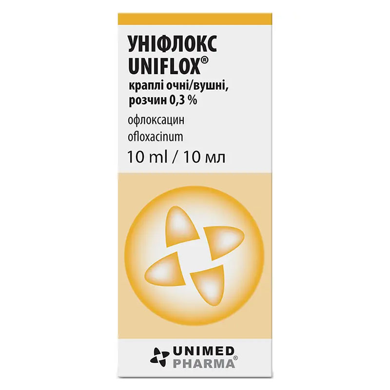 Унифлокс капли глазные и ушные 0,3% по 10 мл во флаконе 1 шт.