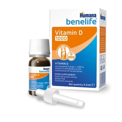 Humana Benelife Бенелайф Вит D3 1000 МО краплі для дітей та дорослих 5,5 мл