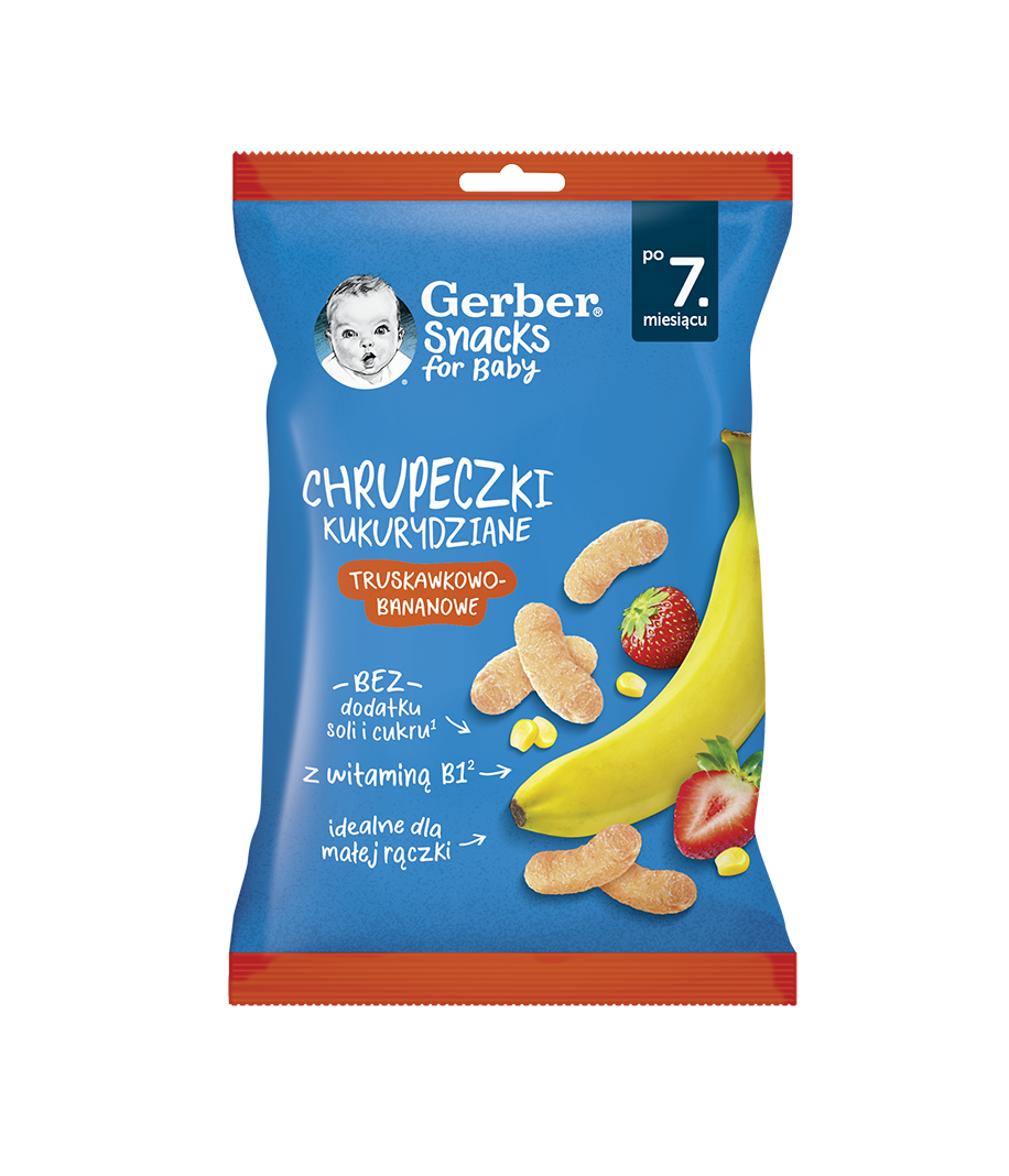 Снеки кукурудзяні Gerber полуниця з бананом 28г