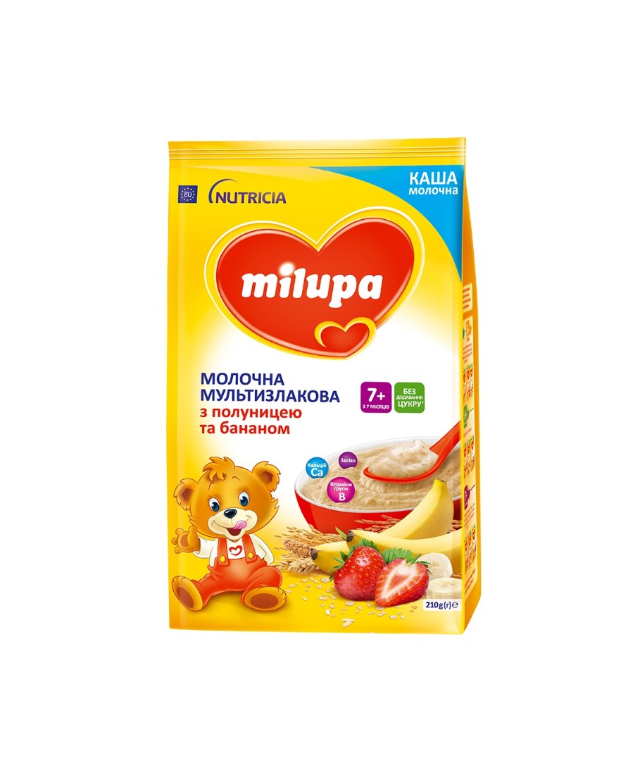 Каша Milupa молочна мультизлак. полуниця і банан 7+ міс. 210г