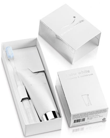 *Набір Swiss Smile 600-009 Зубна паста відбіл Snow White 75 мл + зубна щітка відбіл 1 шт