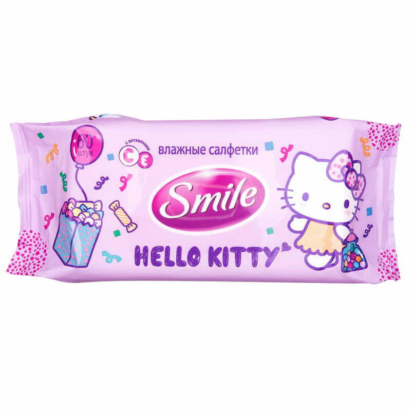 *Салфетки влажные Smile Hello Kitty №60 *Салфетки влажные Smile Hello Kitty №60