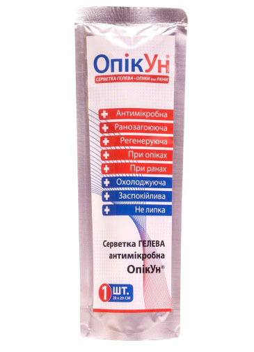 Серветка гелева антимікробна ОпікУн 20 х 20 см №1
