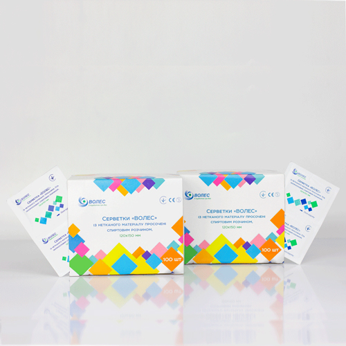*Серветки спиртові 120 х 150 мм Волес №1