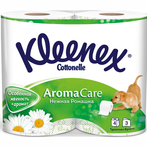 *Туалетная бумага Kleenex Cottonelle Aroma Care Ромашка 3-сдойн. №4 *Туалетная бумага Kleenex Cottonelle Aroma Care Ромашка 3-сдойн. №4