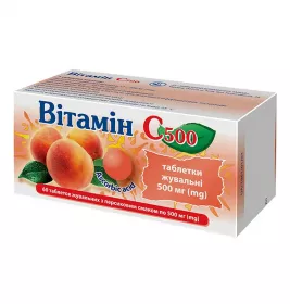 Вітамін С персик таблетки по 500 мг 60 шт. - КВЗ