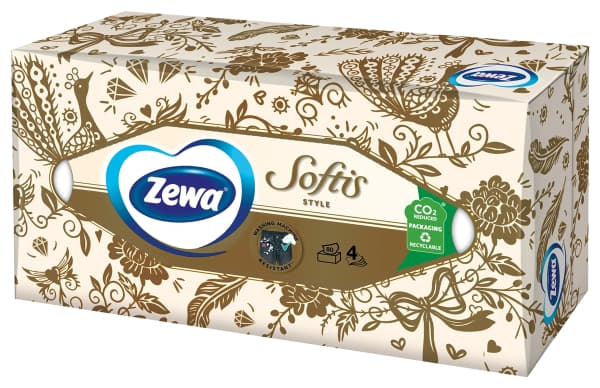 *Салфетки Zewa Softis Box 4-слойные 80 шт