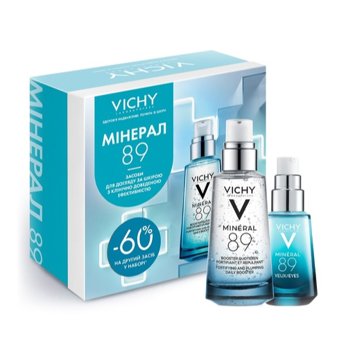 *Набір Vichy Мінерал 89 (Гель-бустер 50 мл + гель для зволоження шкіри навк. очей 15 мл)