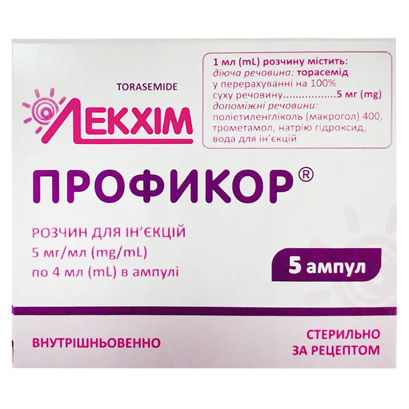 *Профікор р-н д/ін. 5 мг/мл амп. 4 мл №5