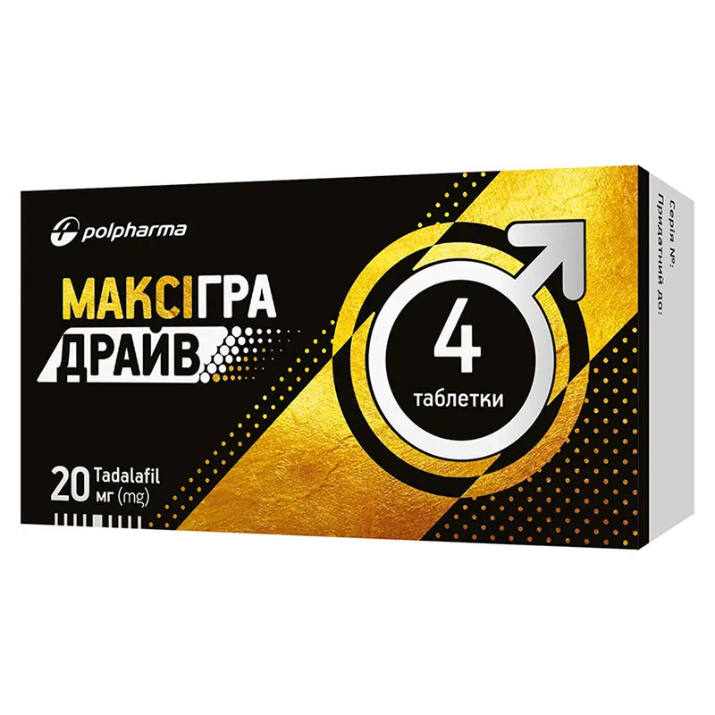 Максигра Драйв табл. п/о 20мг №4 Максигра Драйв табл. п/о 20мг №4