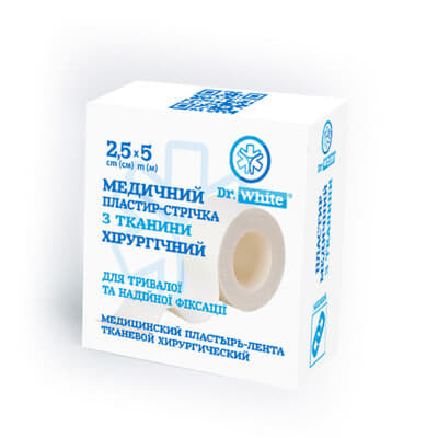 *Пластир Dr.White ткан. мед. хір. 2,5 см х 5 м