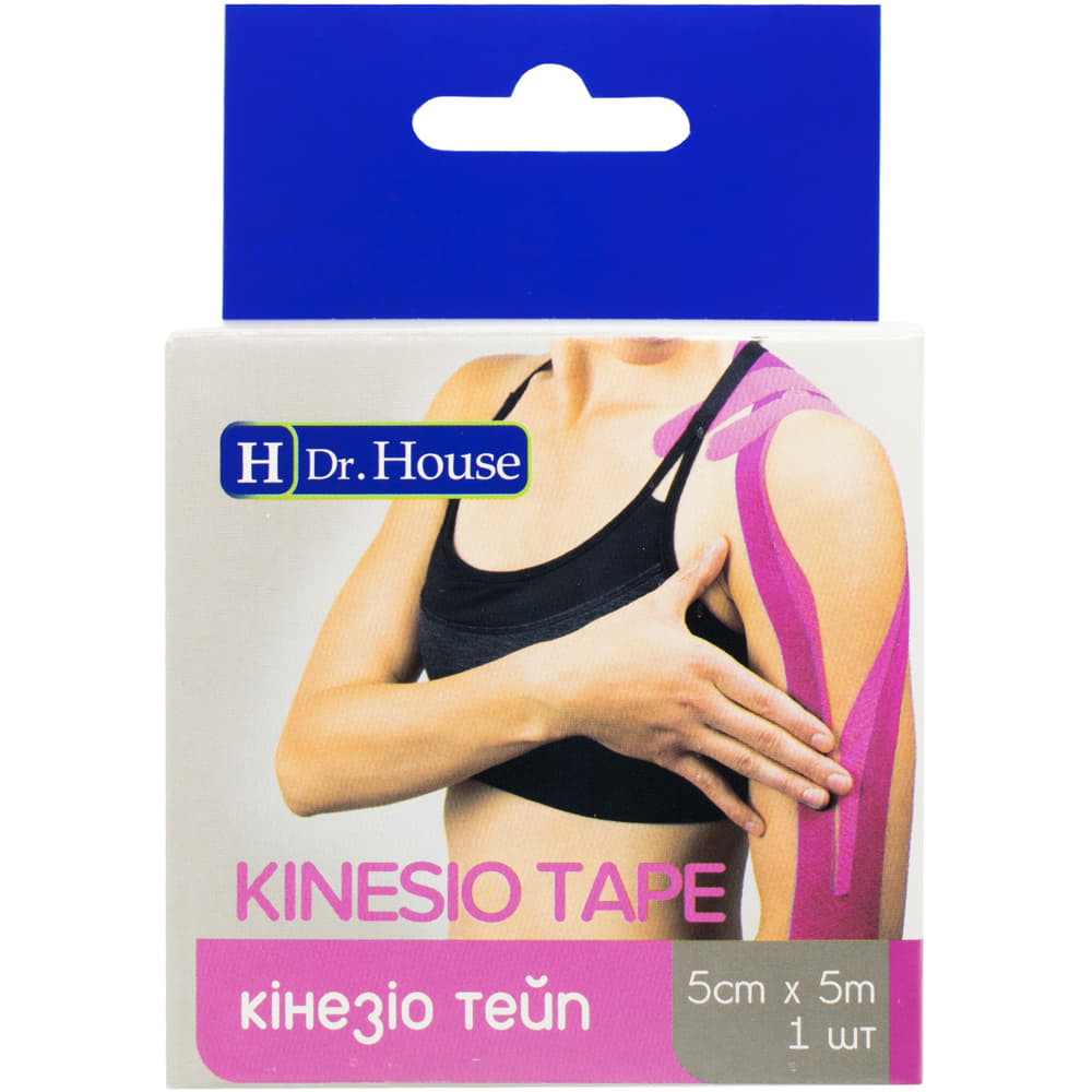 *Кинезио тейп H Dr.House 5 см х 5 м розов. *Кинезио тейп H Dr.House 5 см х 5 м розов.