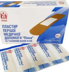 *Пластир Pinna першої мед. допомоги ткан. 72 мм х 19 мм №100