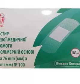 *Пластир Pinna першої мед. допомоги неткан. 76 мм х 25 мм №100