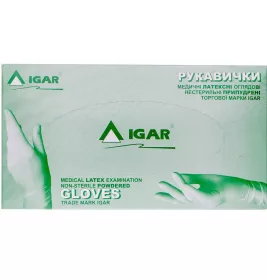 *Рукавички Igar  огл. латекс. нестерил. б/пудр. р. М (7-8)