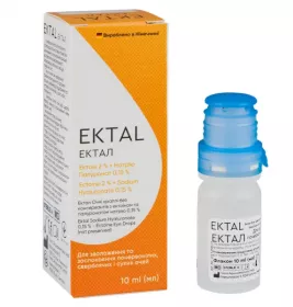 Eктал краплі очні б/консер. з ектоіном та гіалуронатом натрію 0,15% фл. 10мл