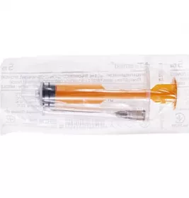 *Шприц 3-х комп. з 1-ю голкою 22G (0,7х38мм) 5мл №1 Tiramed