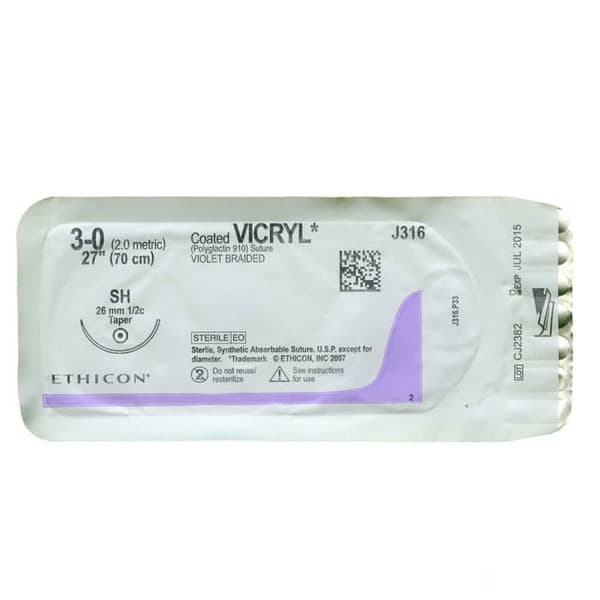 *Вікрил 3/0 голка 1/2 R26, що розсмокт., фіолет. 75см