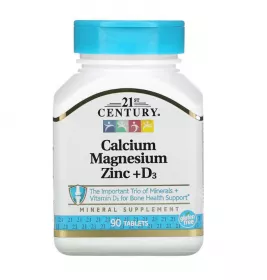 *Кальцій, магній, цинк + Віт. Д3 21st Century табл. №90