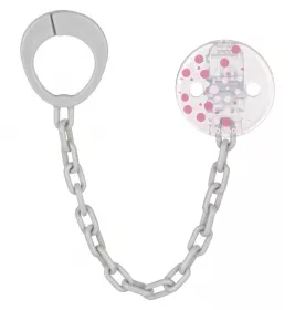 Прищіпка Baby-nova з ланцюжком для пустушки Рожева