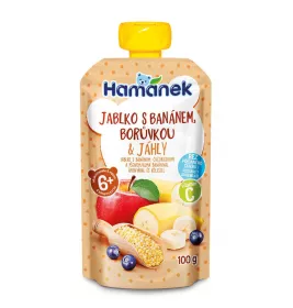 Пюре Hamanek яблоко, банан, черника и пшено 100 г