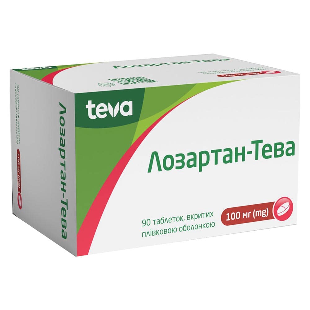 Лозартан-Тева табл. п/о 100мг №90 Лозартан-Тева табл. п/о 100мг №90