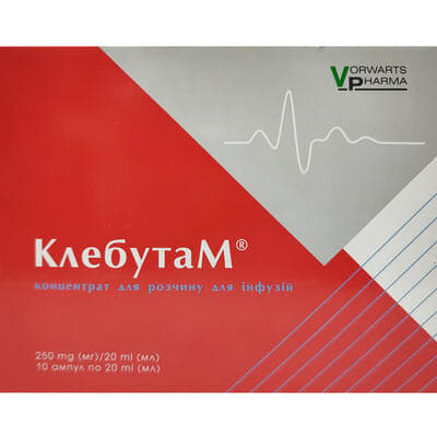 *Клебутам конц. д/р-ра д/инф. 250 мг/20 мл 20 мл в амп. №10 *Клебутам конц. д/р-ра д/инф. 250 мг/20 мл 20 мл в амп. №10