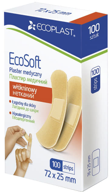 *Пластир Ecoplast мед. неткан. 7,2 x 2,5 см №100