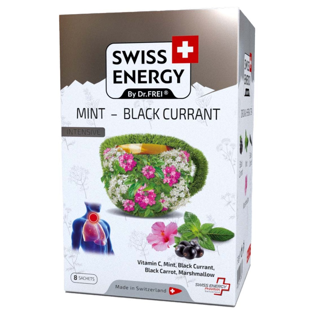 *Розчинний чай Swiss Energy М'ята-Чорна смородина №8