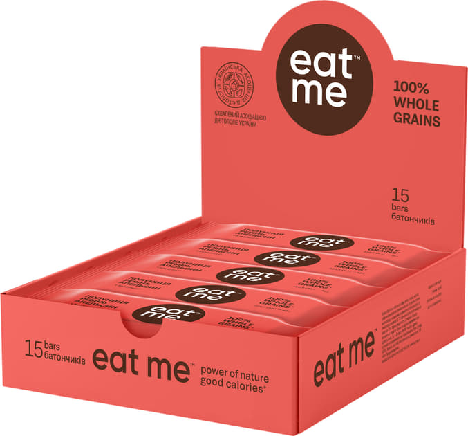 Батончик Eat me полуниця, ревінь та апельсин у вафельному папері 40 г