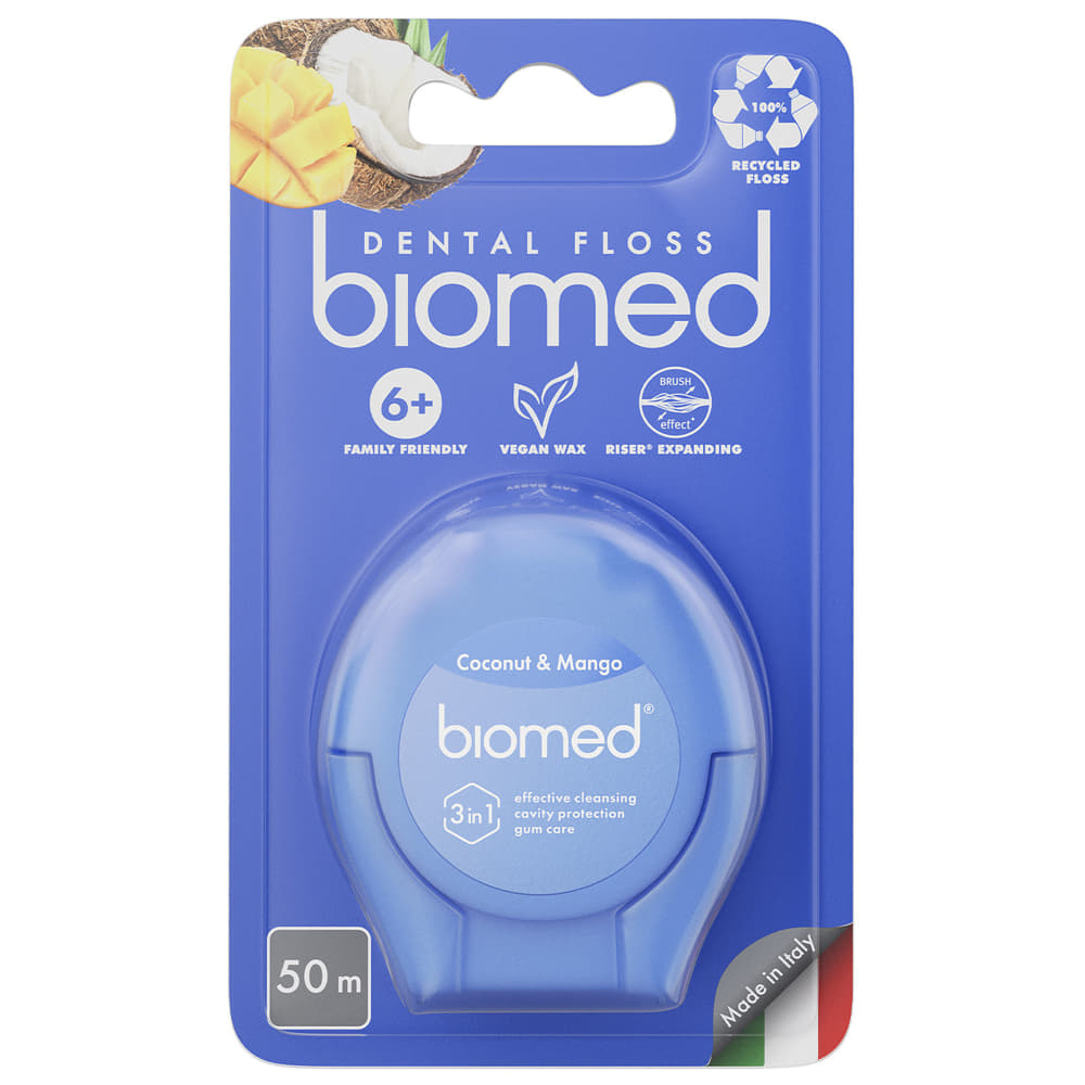 *Зубна нитка Biomed кокос та манго 50 м